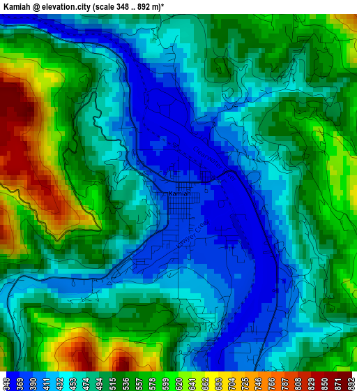 Kamiah elevation map