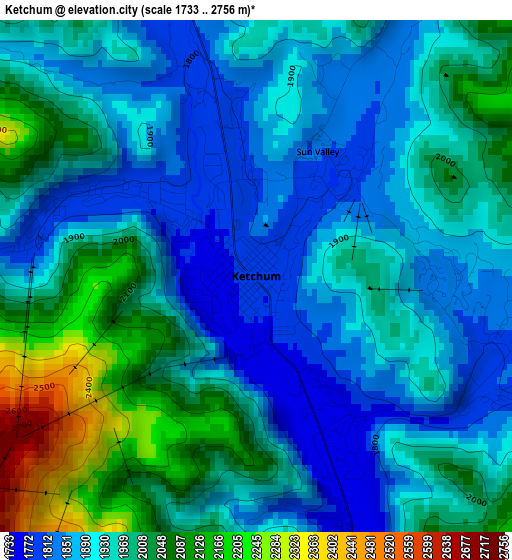 Ketchum elevation map