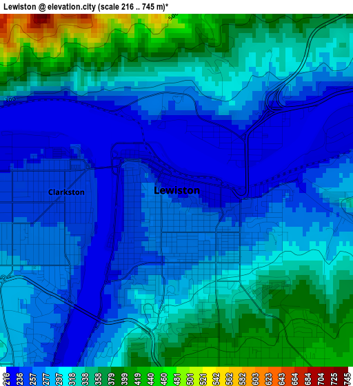 Lewiston elevation map