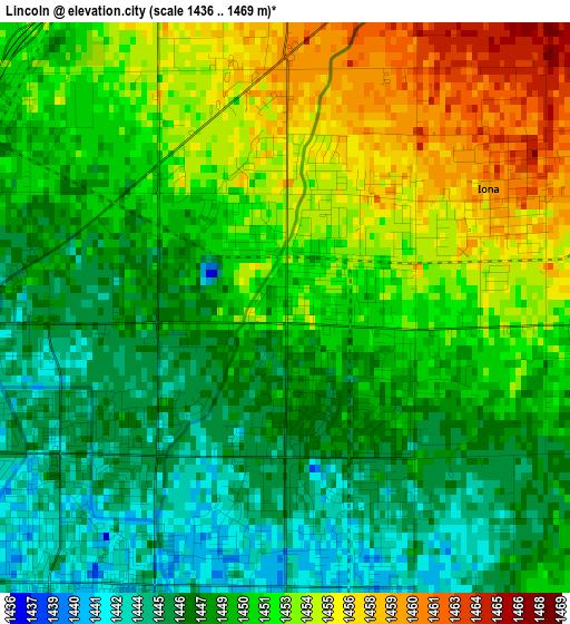 Lincoln elevation map