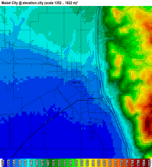 Malad City elevation map