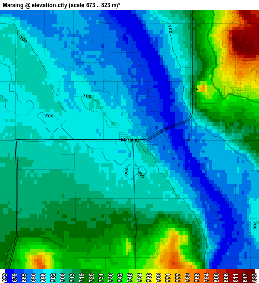 Marsing elevation map