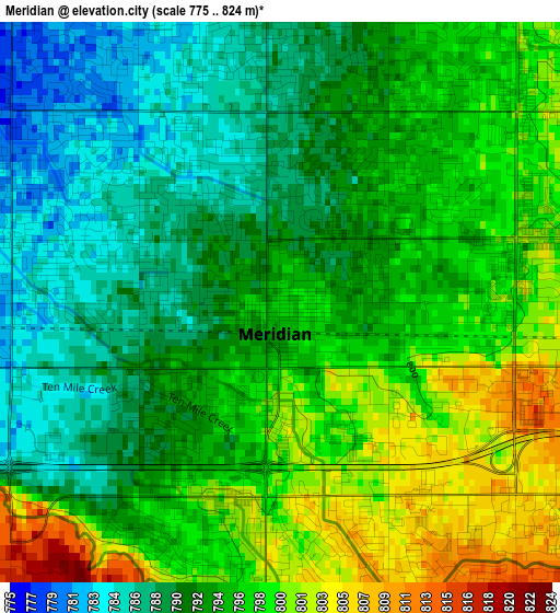 Meridian elevation map