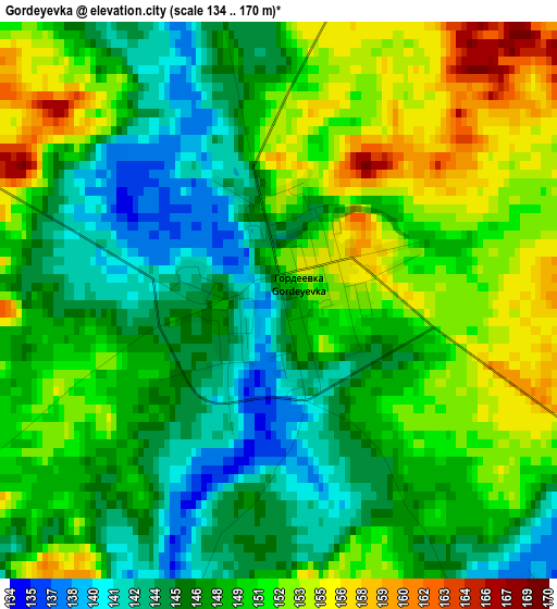 Gordeyevka elevation map