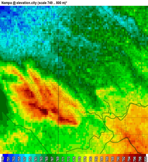 Nampa elevation map