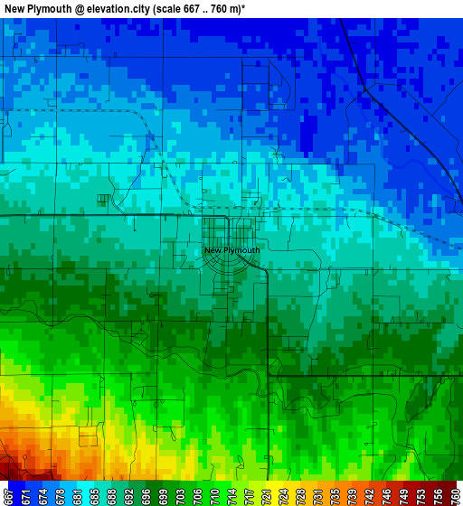 New Plymouth elevation map