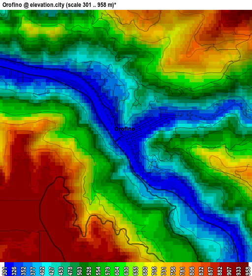 Orofino elevation map