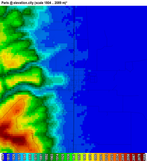 Paris elevation map