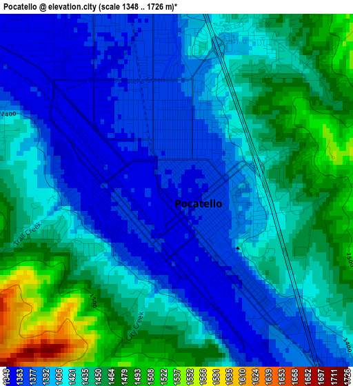 Pocatello elevation map