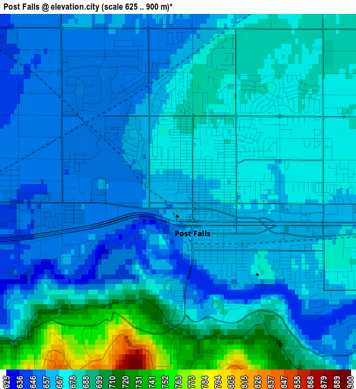 Post Falls elevation map