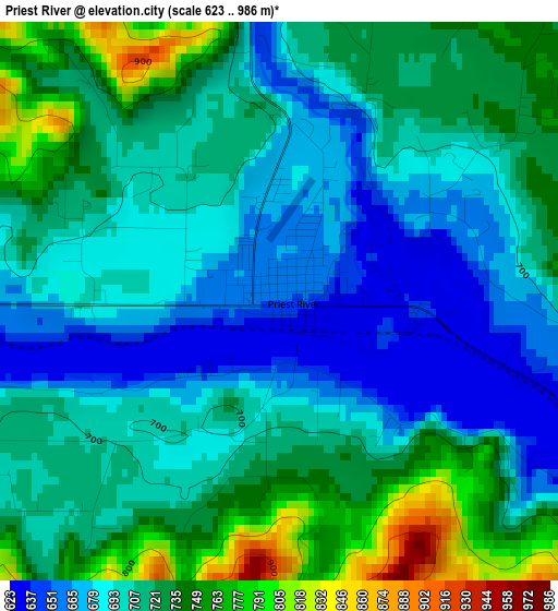 Priest River elevation map