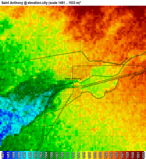 Saint Anthony elevation map