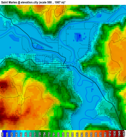 Saint Maries elevation map