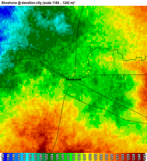 Shoshone elevation map