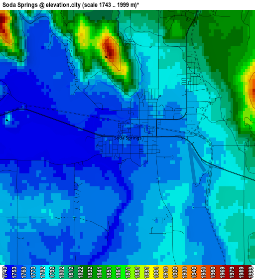 Soda Springs elevation map