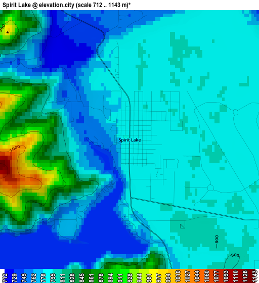 Spirit Lake elevation map