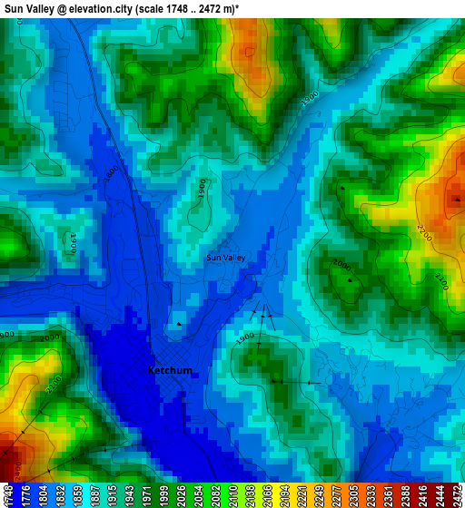 Sun Valley elevation map