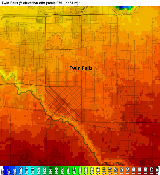 Twin Falls elevation map