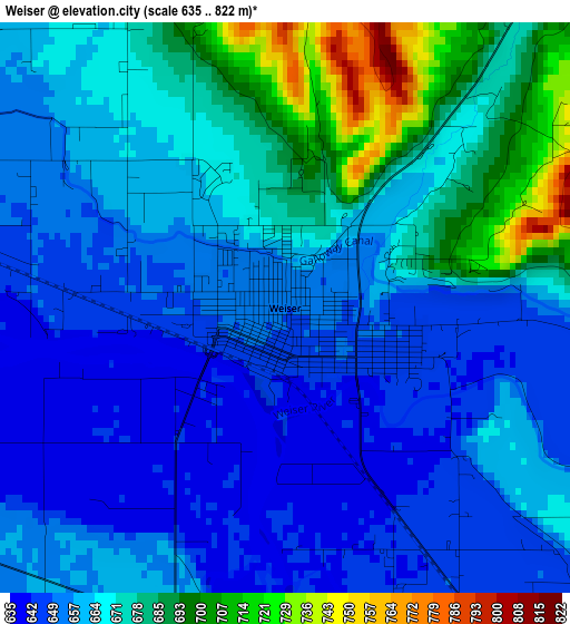 Weiser elevation map