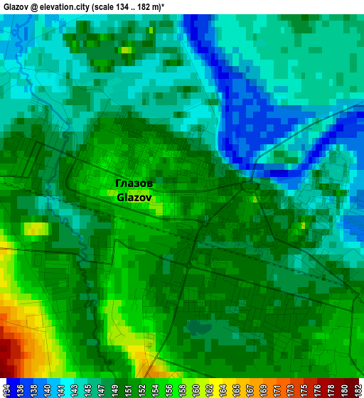 Glazov elevation map