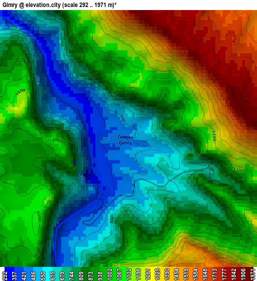 Gimry elevation map