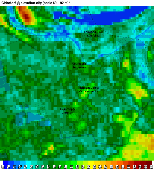 Gidrotorf elevation map