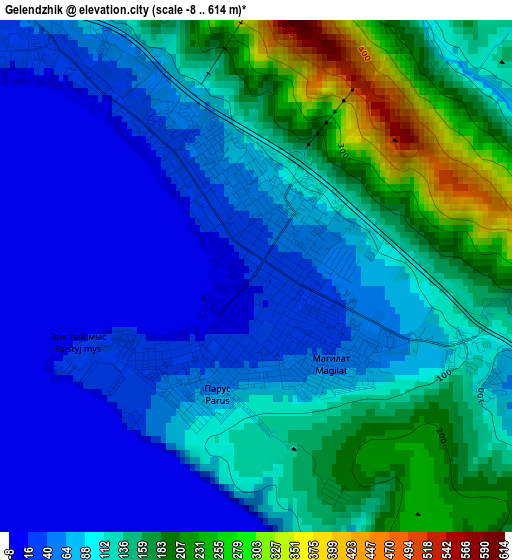 Gelendzhik elevation map