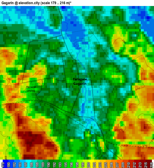 Gagarin elevation map