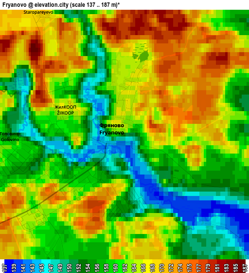 Fryanovo elevation map