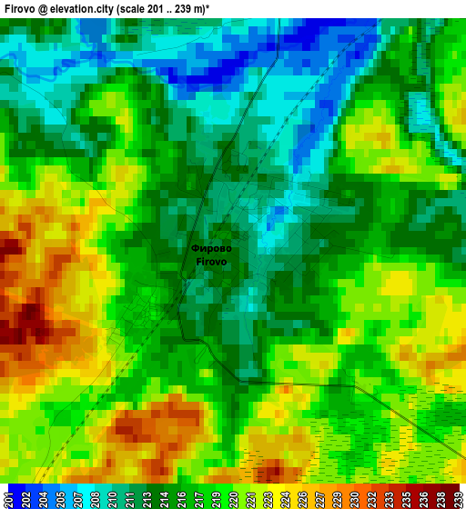 Firovo elevation map