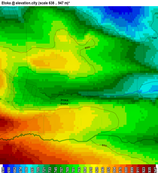 Etoka elevation map