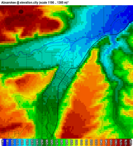 Absarokee elevation map