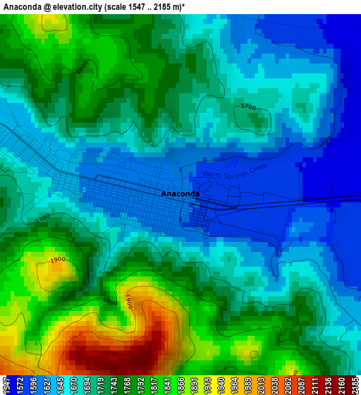 Anaconda elevation map