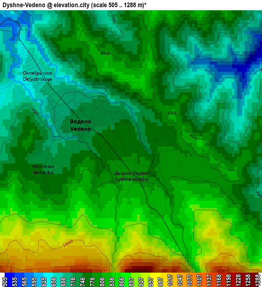 Dyshne-Vedeno elevation map