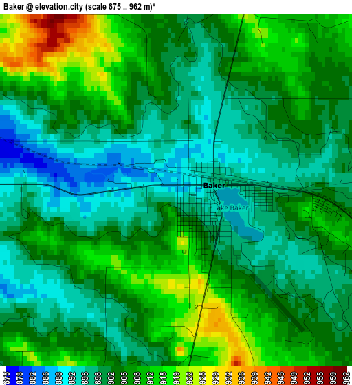 Baker elevation map