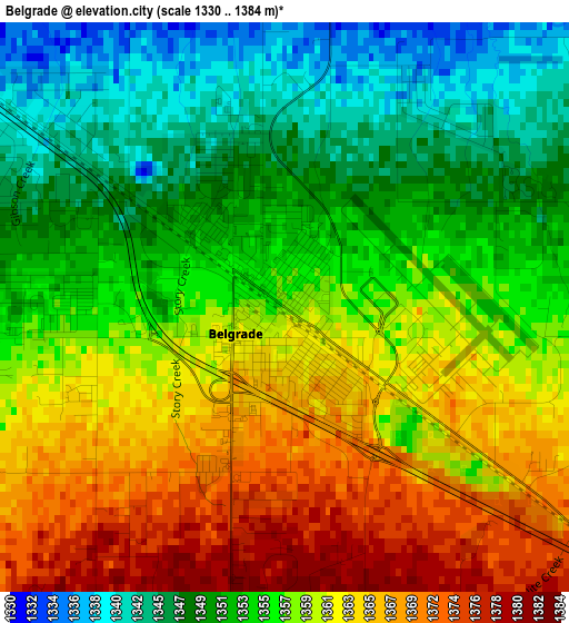 Belgrade elevation map