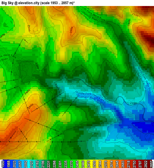 Big Sky elevation map