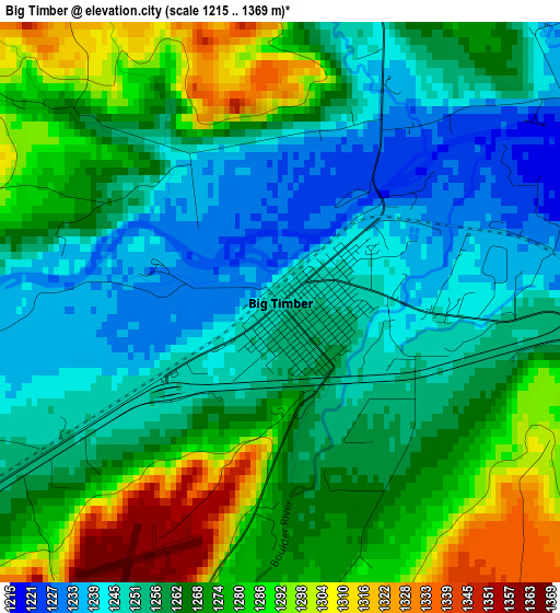 Big Timber elevation map