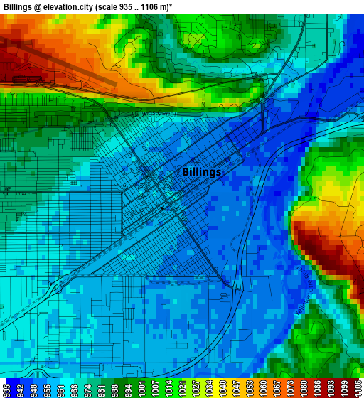 Billings elevation map