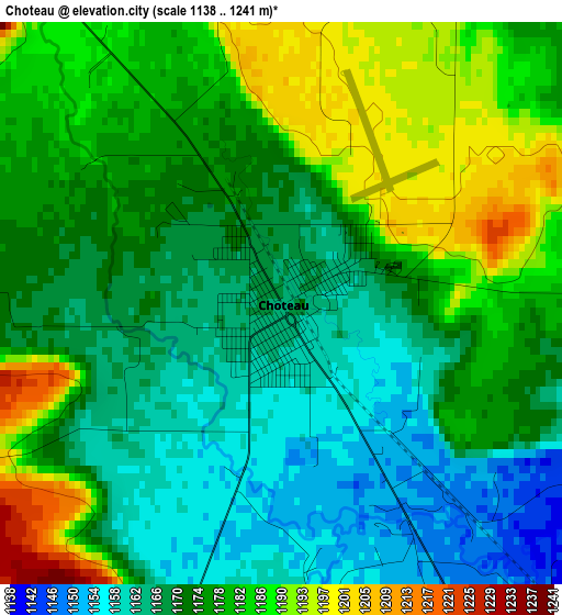 Choteau elevation map