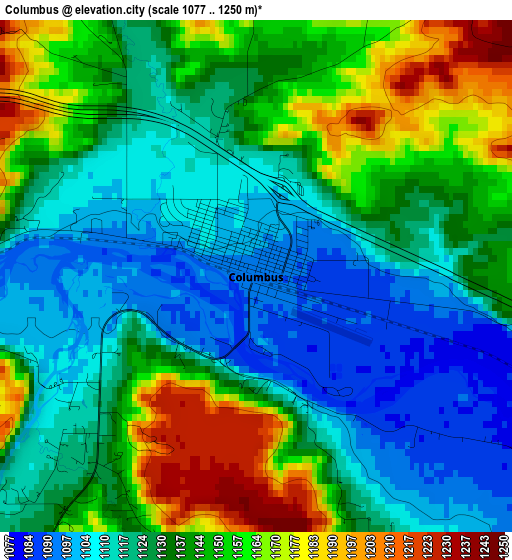 Columbus elevation map