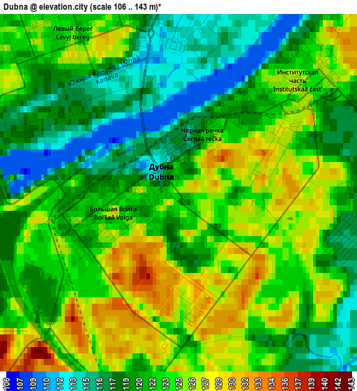 Dubna elevation map