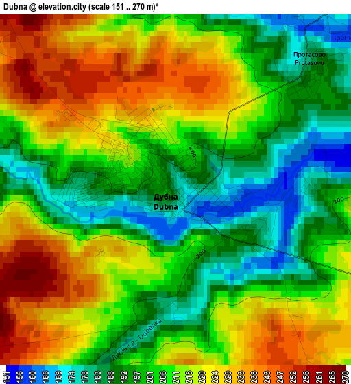 Dubna elevation map