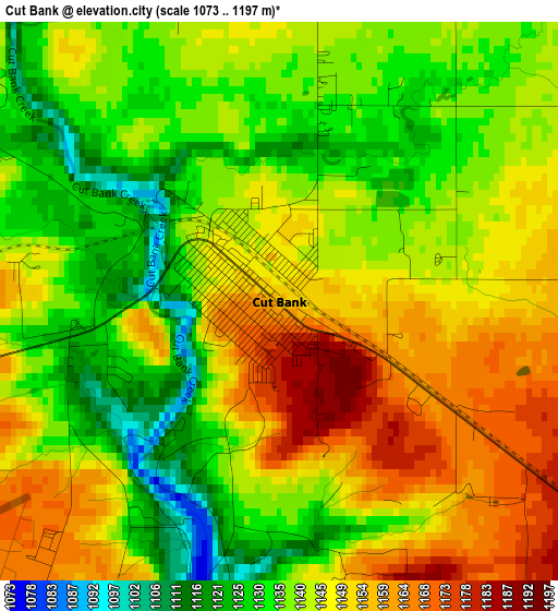 Cut Bank elevation map