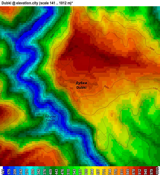 Dubki elevation map