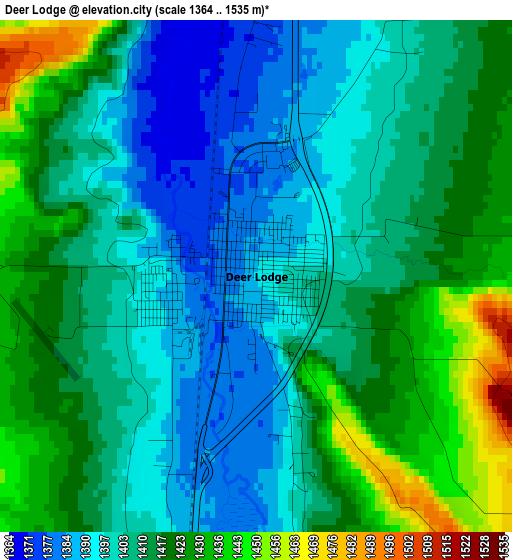 Deer Lodge elevation map