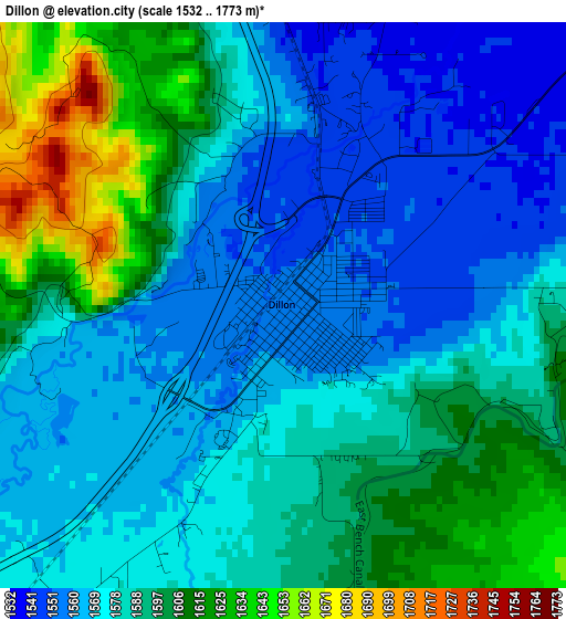 Dillon elevation map