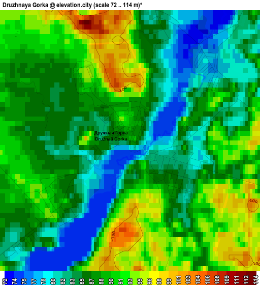 Druzhnaya Gorka elevation map