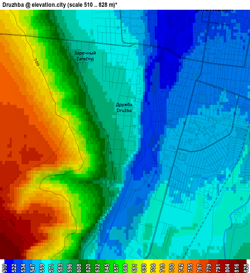 Druzhba elevation map