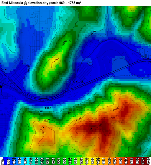 East Missoula elevation map